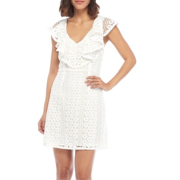French Connection size 6 white lace above knee dress new condition 24C - Picture 1 of 6